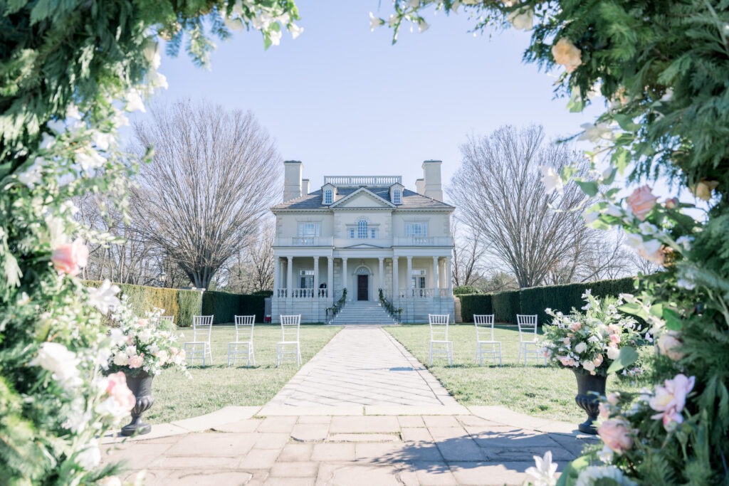 view of Great Marsh Estate from a wedding ceremony